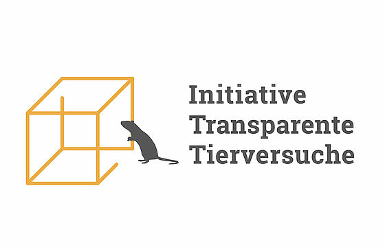 Schriftzug Initiative Transparente Tierversuche und ein stilisierter Käfig mit Maus